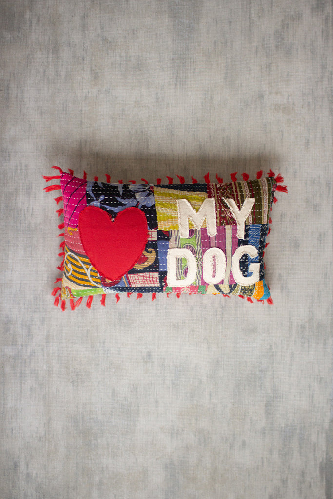 Love my dog kantha pillow - The Nifty Decor