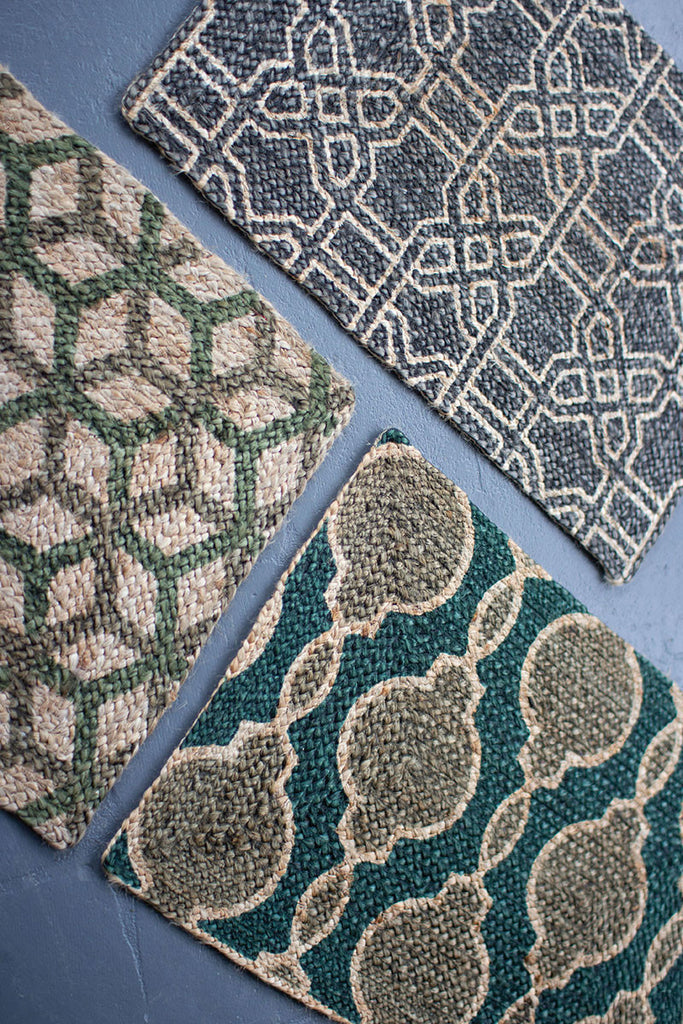 Blues and greens jute rugs, set of 3 - The Nifty Decor