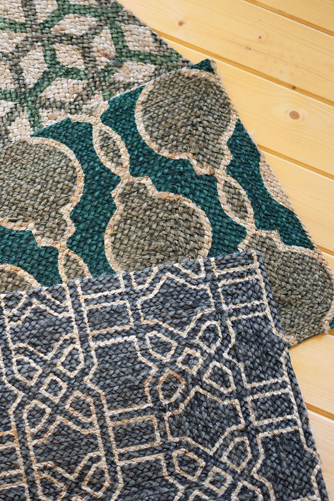 Blues and greens jute rugs, set of 3 - The Nifty Decor