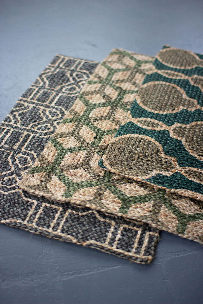 Blues and greens jute rugs, set of 3 - The Nifty Decor