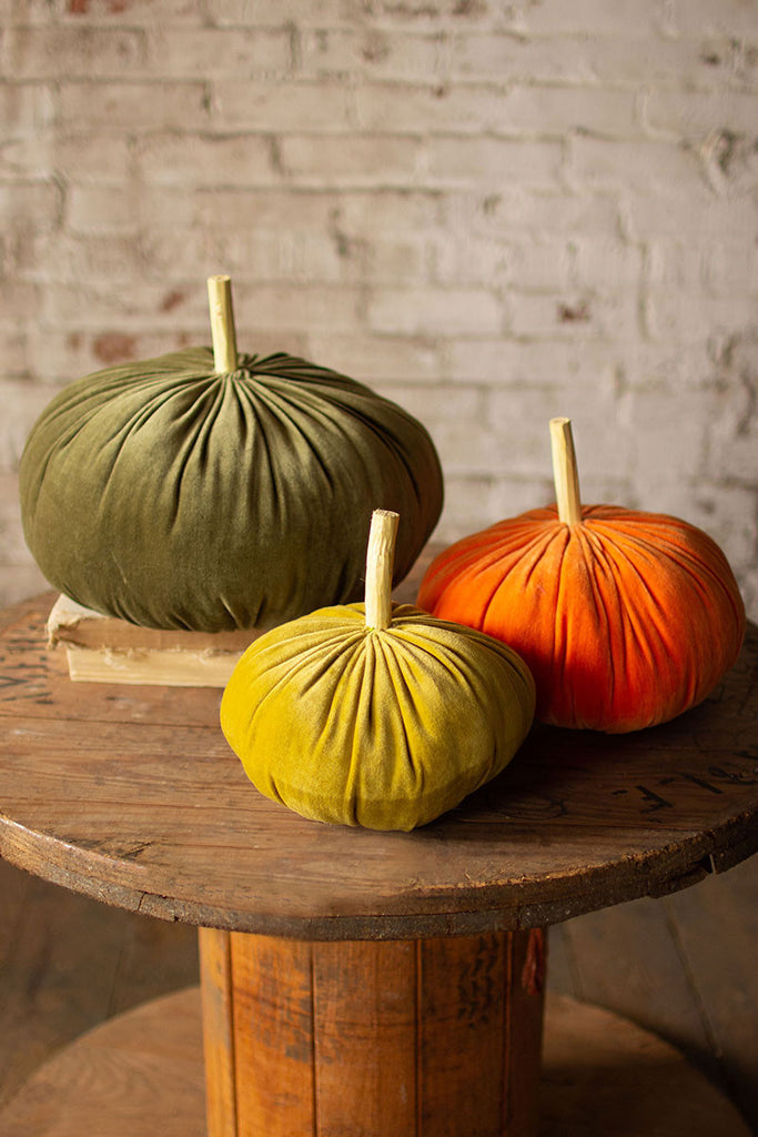 Velvet Pumpkins Set of 3 - The Nifty Decor