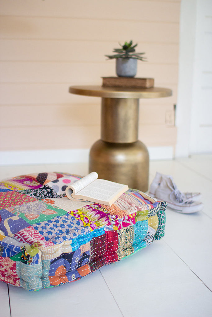 Square kantha floor cushion - The Nifty Decor