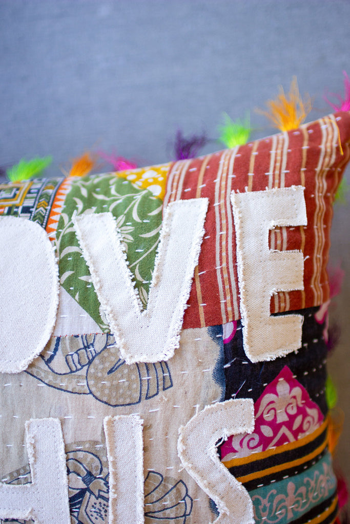 I love this place kantha pillow - The Nifty Decor