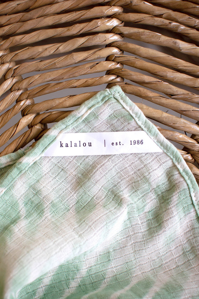 Set of 3 seafoam hand-dyed tea towels - Bombay Mercantile