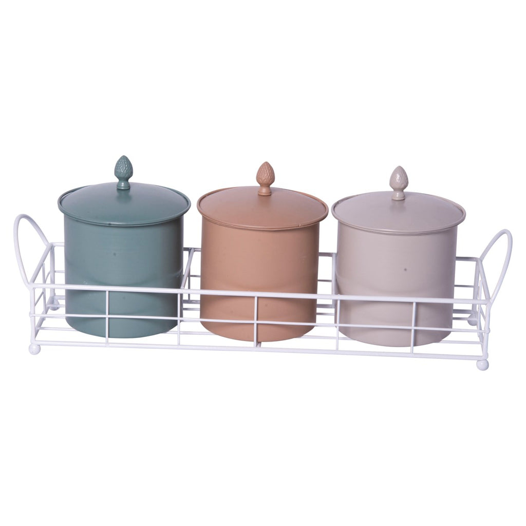 Metal canister with tray - Bombay Mercantile