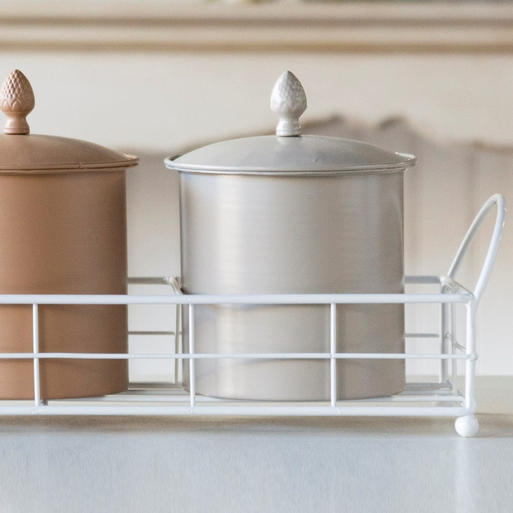 Metal canister with tray - Bombay Mercantile