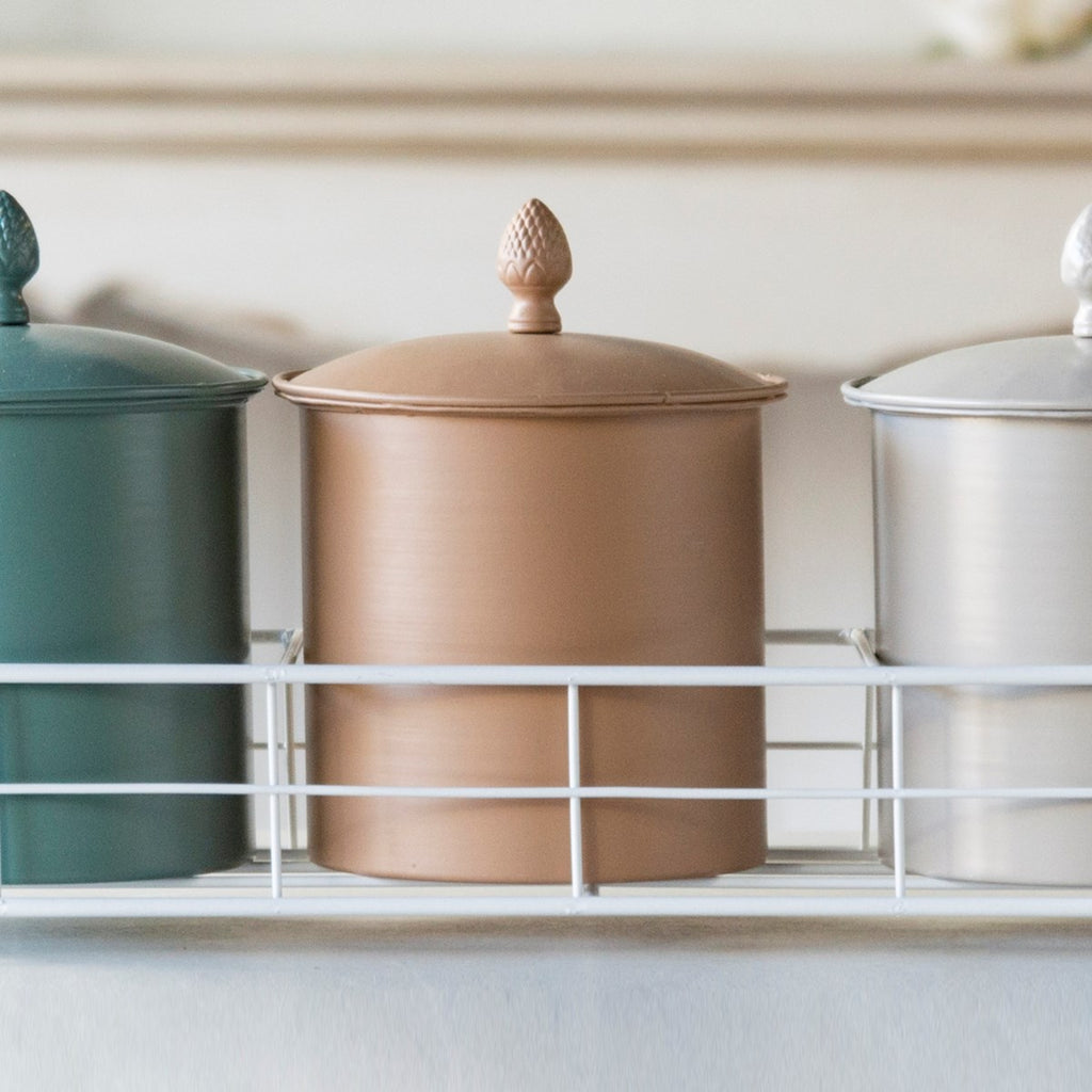 Metal canister with tray - Bombay Mercantile
