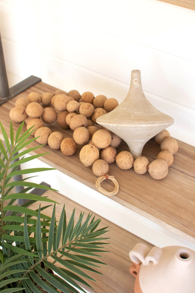 Dried gourd ball garland - Bombay Mercantile
