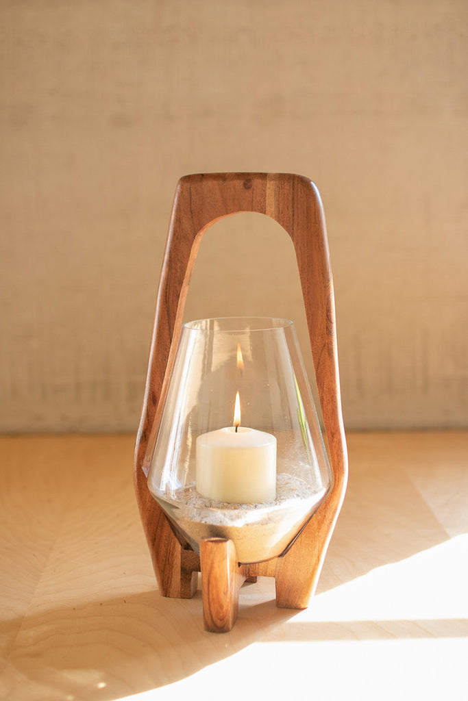Oval wood and glass lantern - The Nifty Decor