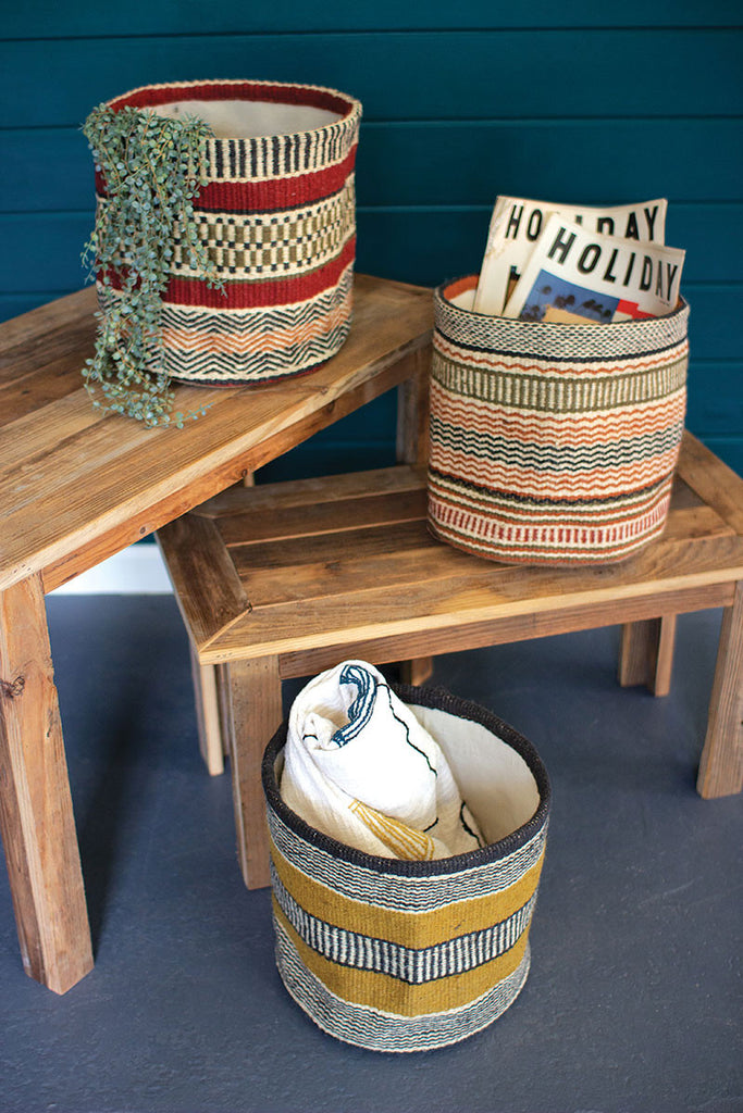 Multi-colored woven baskets, set of 3 - The Nifty Decor