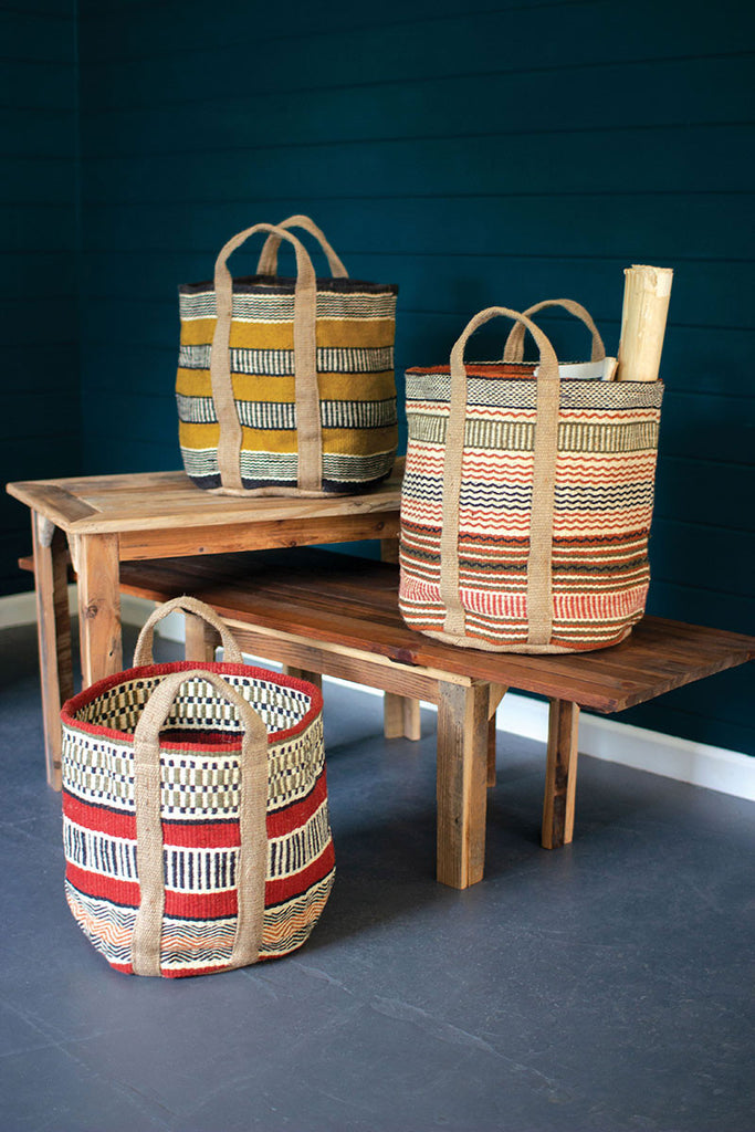 Multi-colored baskets with handles, set of 3 - The Nifty Decor