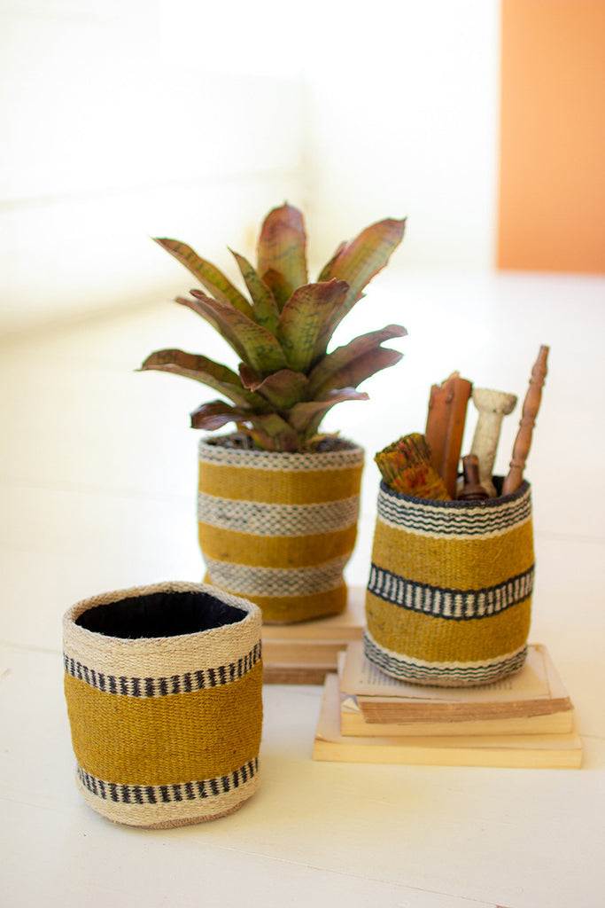 Mustard jute planters, Set of 3 - The Nifty Decor