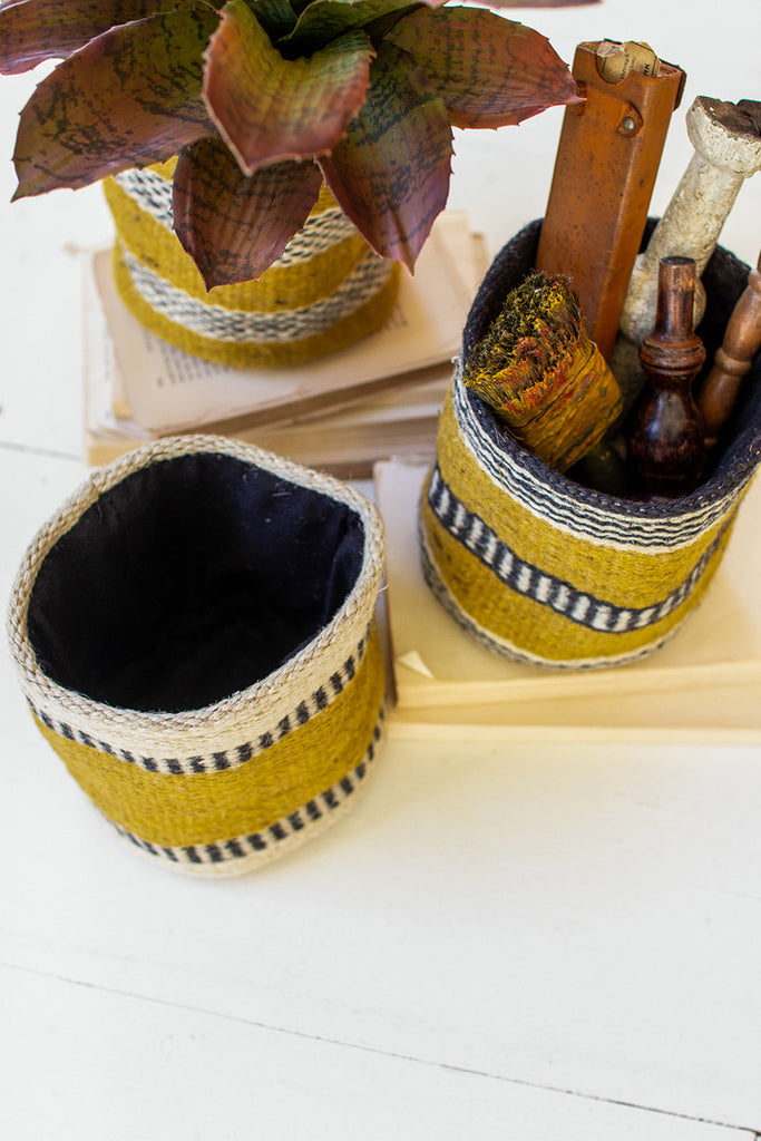 Mustard jute planters, Set of 3 - The Nifty Decor