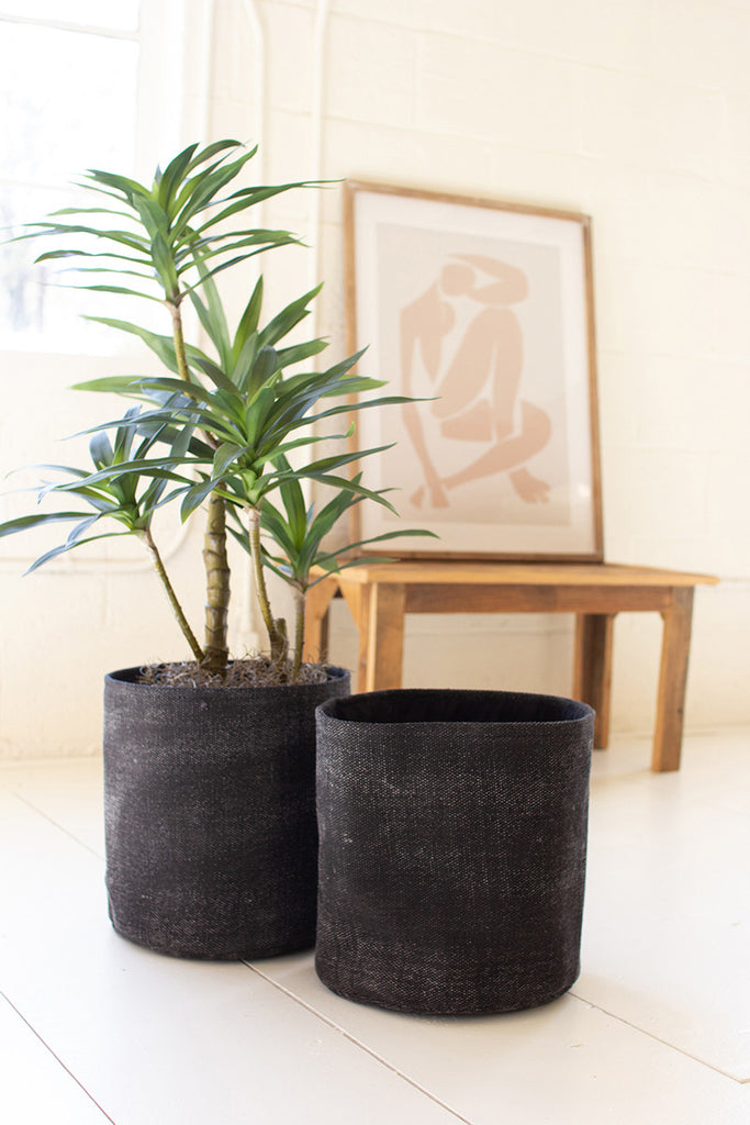 Set of 2 black cotton baskets - The Nifty Decor