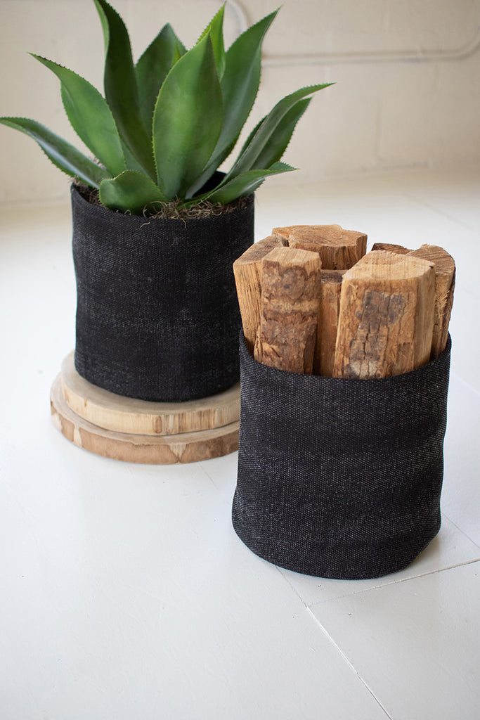 Set of 2 black cotton baskets - The Nifty Decor