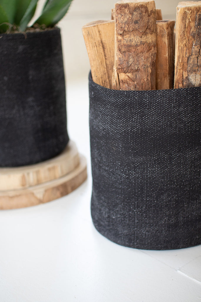 Set of 2 black cotton baskets - The Nifty Decor