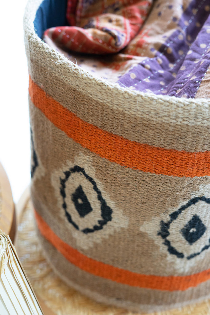 Set of 3 printed jute planter baskets - Bombay Mercantile