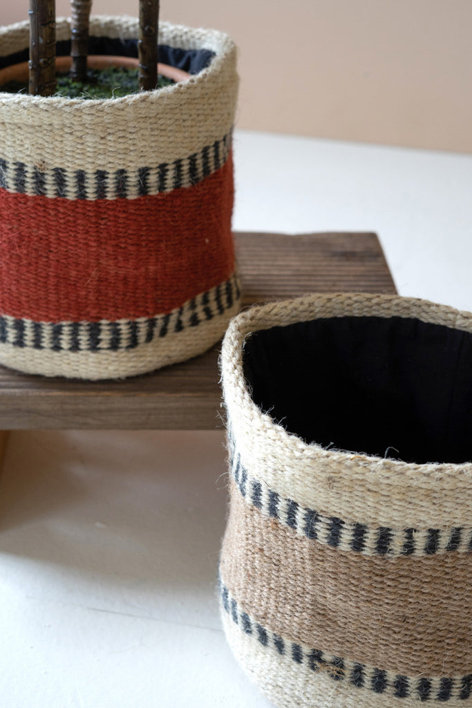 Set of 2 jute planters - Bombay Mercantile