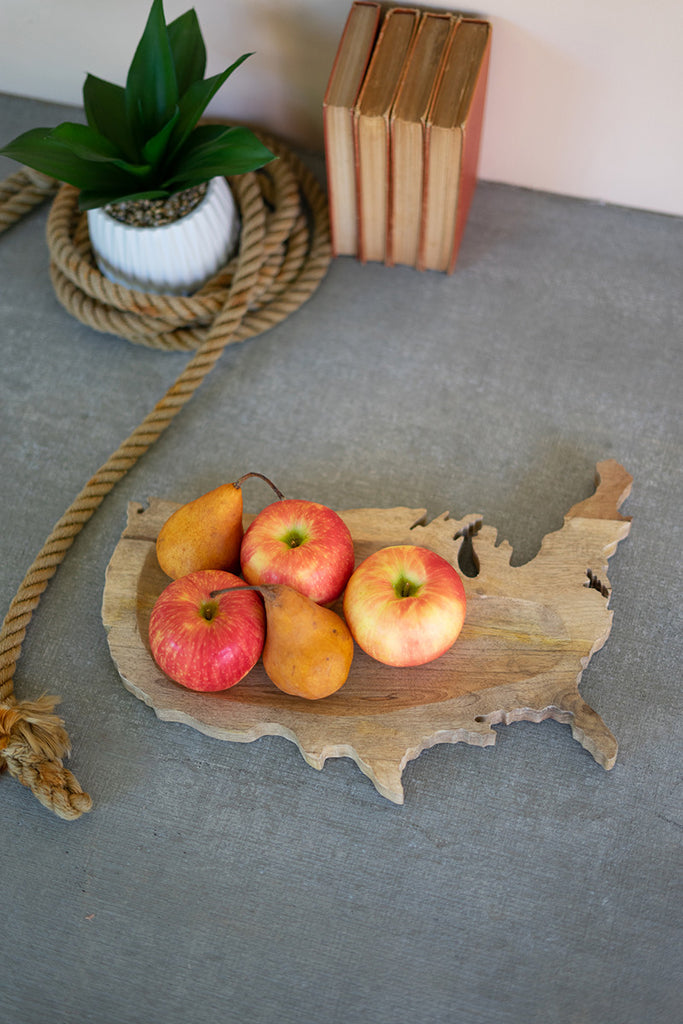 Carved wooden usa platter - The Nifty Decor