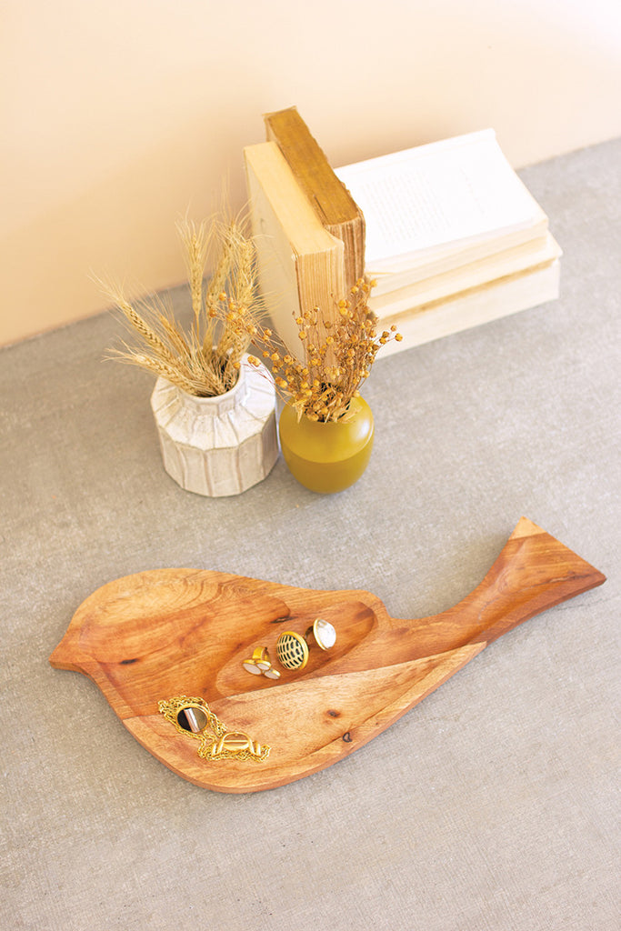 Carved wooden bird platter - The Nifty Decor
