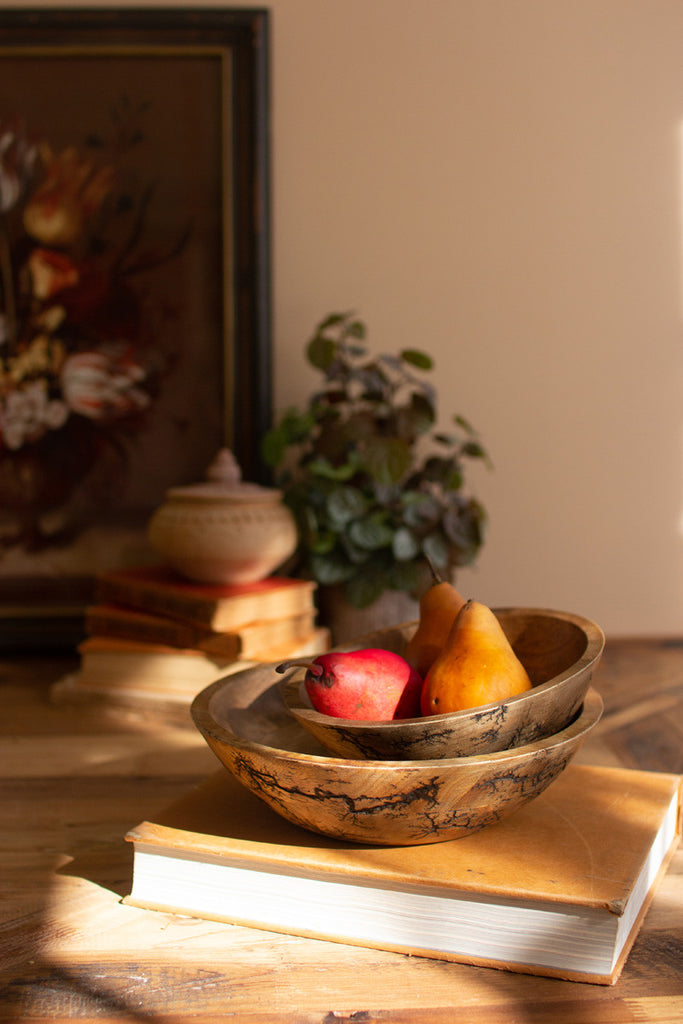Set of 2 mango wood salad bowls - Bombay Mercantile