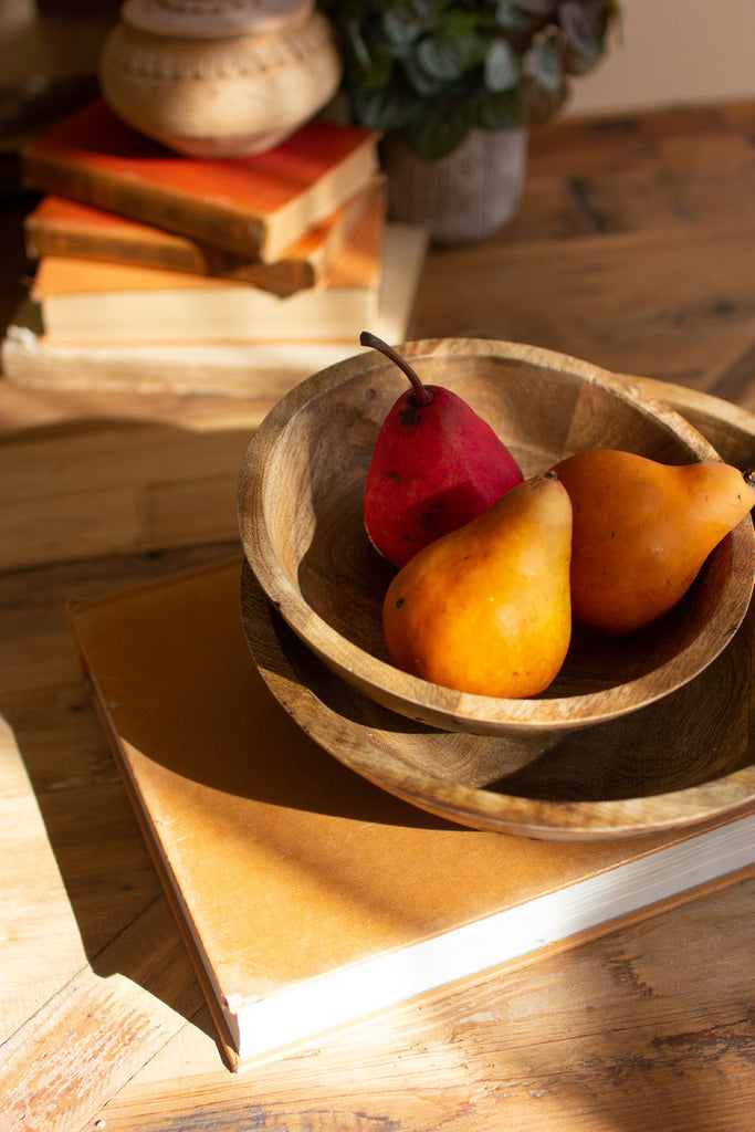 Set of 2 mango wood salad bowls - Bombay Mercantile