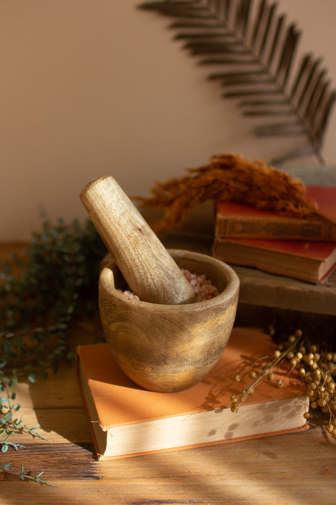 Wooden mortar and pestle - Bombay Mercantile