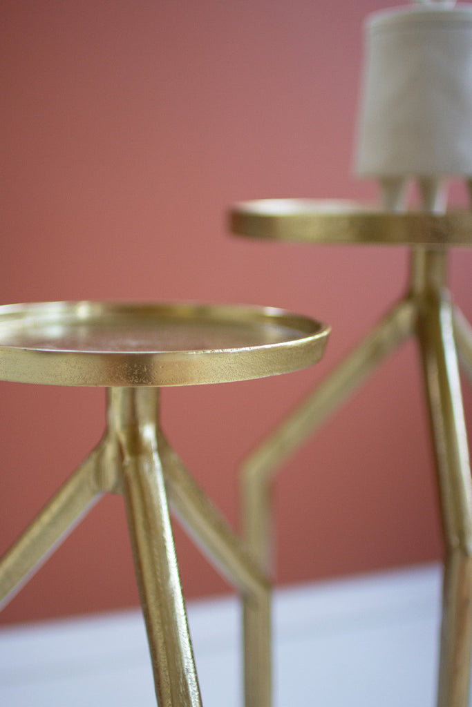 Set of 2 antique brass aluminum cocktail tables - Bombay Mercantile