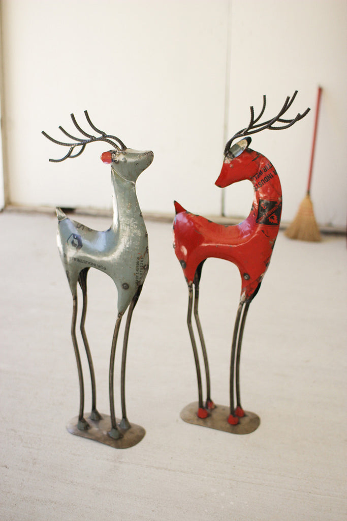 Recycled iron deer, set of 2 - The Nifty Decor