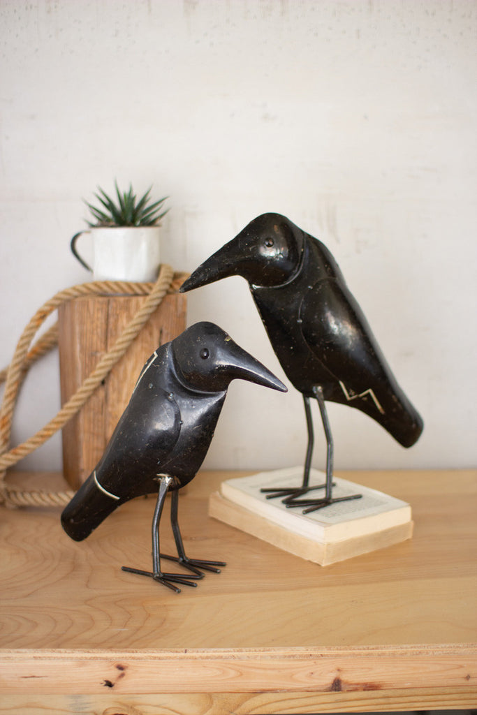 Antique black iron crows, set of 2 - The Nifty Decor