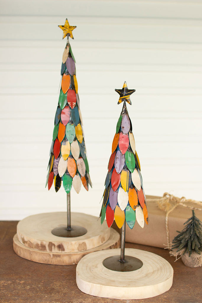 Recycled metal christmas trees, Set of 2 - The Nifty Decor