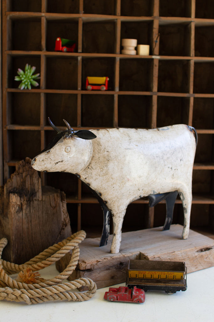 Recycled iron steer - The Nifty Decor