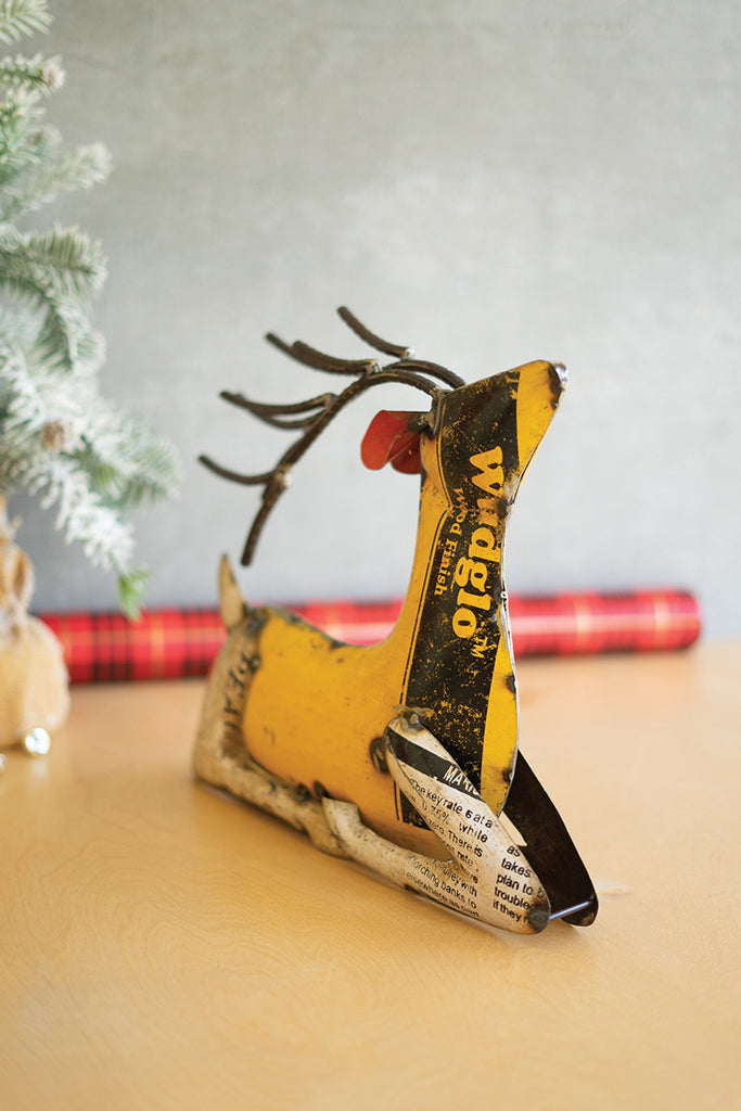 Recycled metal sitting deer - The Nifty Decor