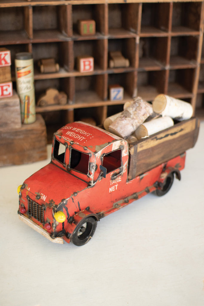 Recycled iron truck with brick mold back - Bombay Mercantile