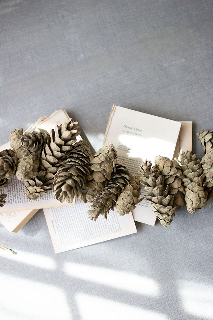 Frosted sage pinecone garland - Bombay Mercantile