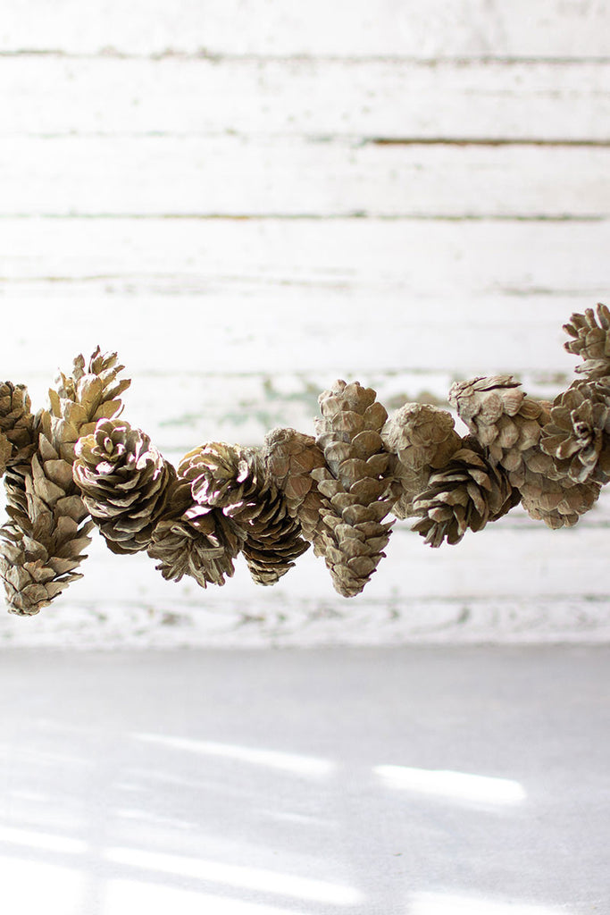 Frosted sage pinecone garland - Bombay Mercantile