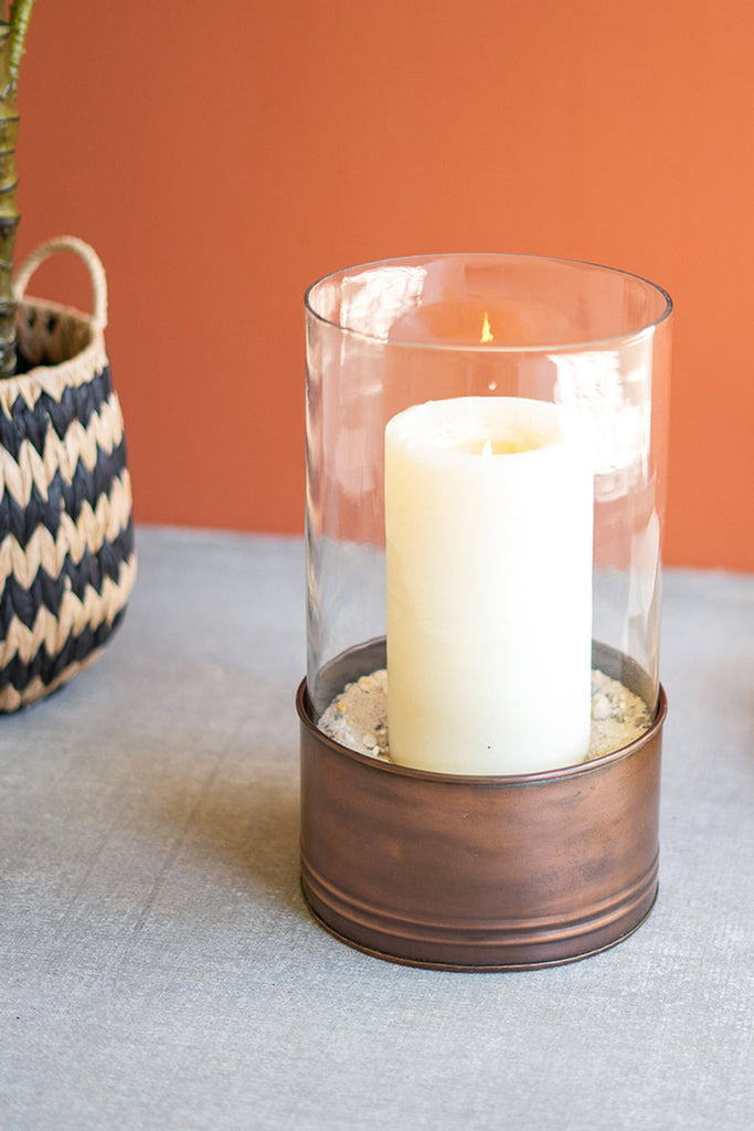 Metal base glass hurricane - The Nifty Decor