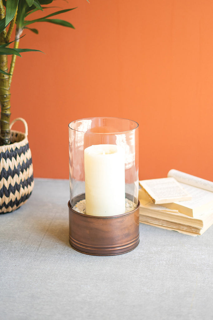 Metal base glass hurricane - The Nifty Decor