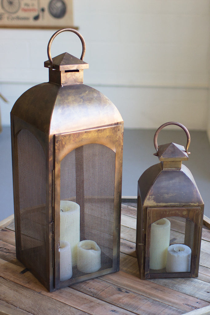 Set of 2 antique bronze lanterns - The Nifty Decor