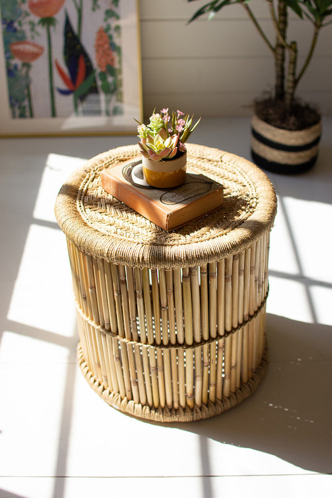 Round bamboo stool - The Nifty Decor