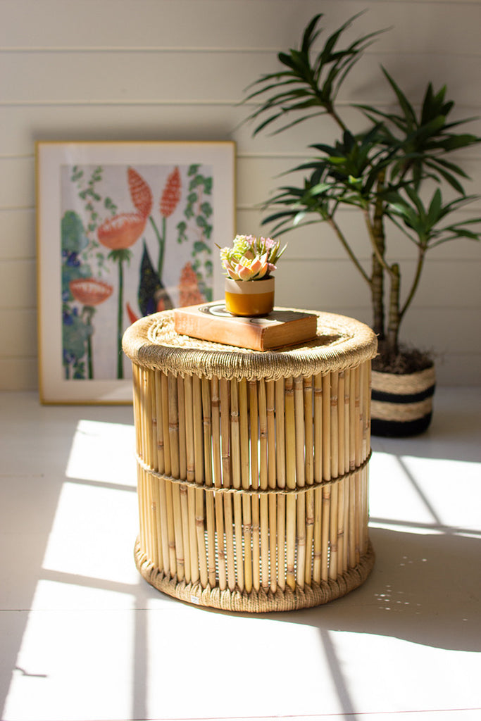 Round bamboo stool - The Nifty Decor