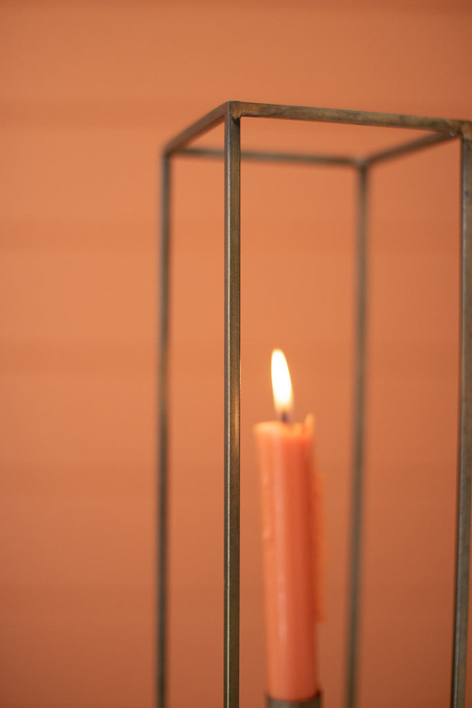 Tall square antique brass taper candle holder - The Nifty Decor