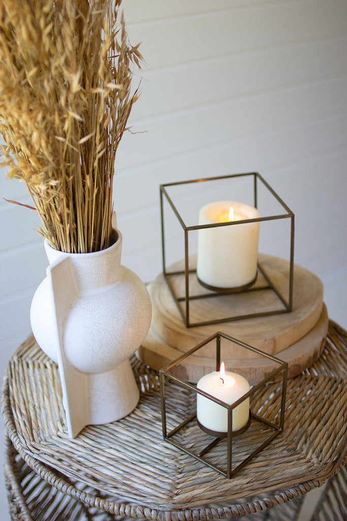 Set of 2 brass pillar candle holders - The Nifty Decor