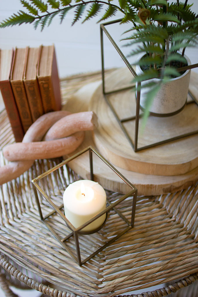 Set of 2 brass pillar candle holders - The Nifty Decor