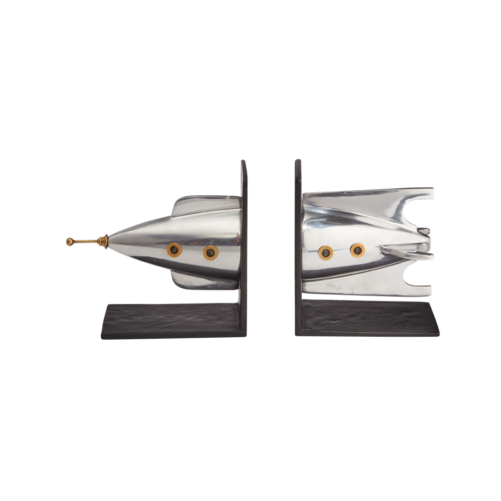 ROCKET BOOKENDS ALUMINUM - The Nifty Decor