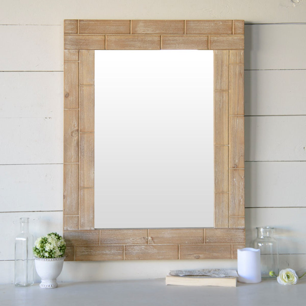 Wood mirror with wood frame - Bombay Mercantile