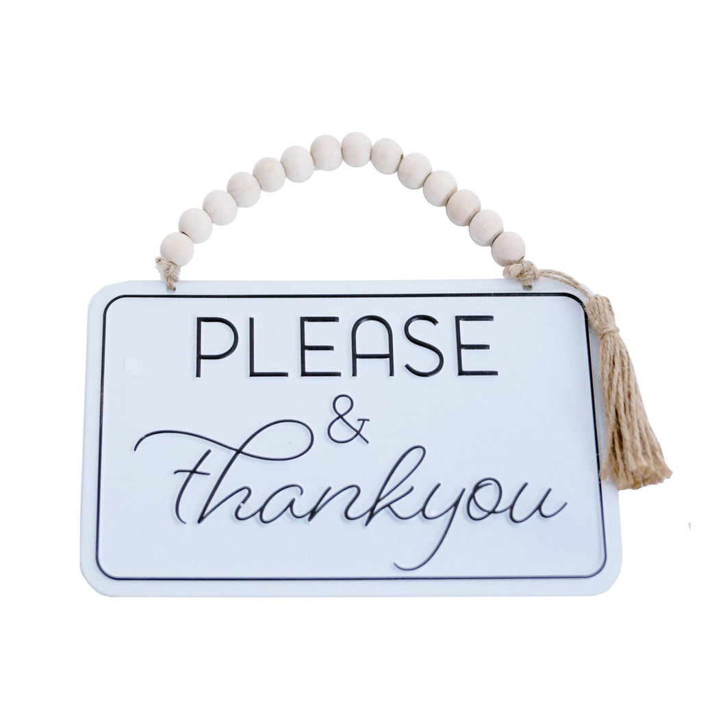 Metal sign with beaded hanger - Bombay Mercantile