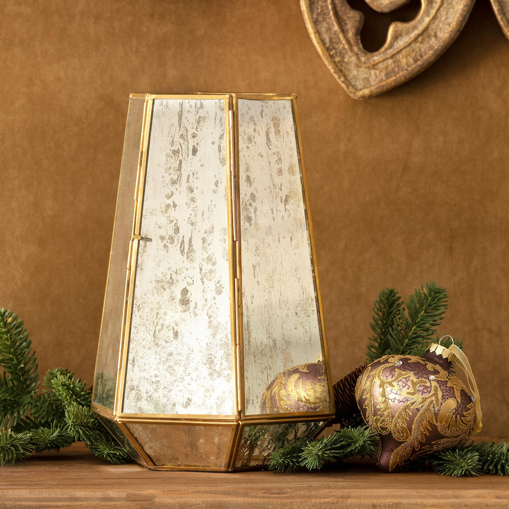 Pentagon Antique Mirrored Hurricane Medium - Bombay Mercantile