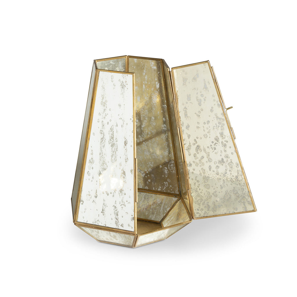 Pentagon Antique Mirrored Hurricane Medium - Bombay Mercantile