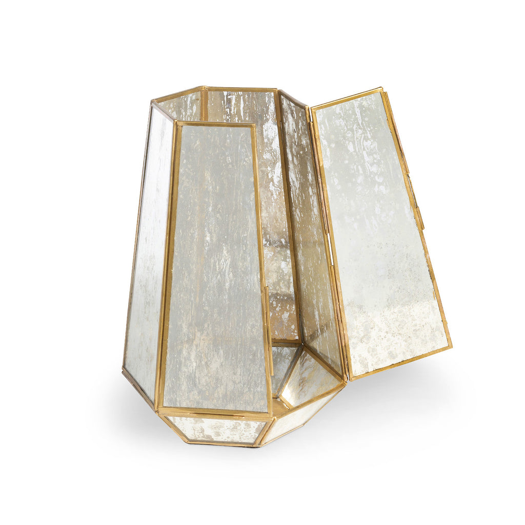 Pentagon Antique Mirrored Hurricane Large - Bombay Mercantile